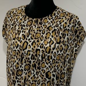Tory Burch Silk Animal Print Sleeveless Blouse